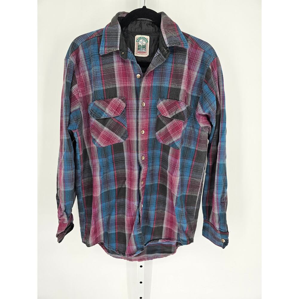 Keystone Casuals Key Men's Red & Blue Plaid Long Sleeve Button-Up Shacket Sz L